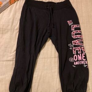 Justice Black Joggers with Pink Graphic